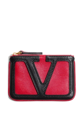 Valentino Garavani logo-detail leather card holder - Red