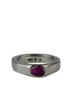 Parts of Four sterling silver ruby ring