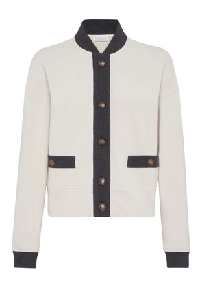 Brunello Cucinelli button-fastening panelled sweatshirt - Neutrals