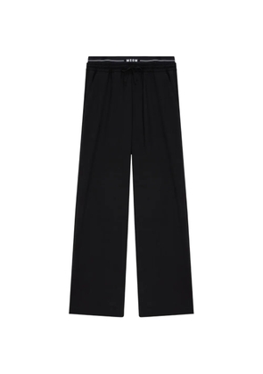 MSGM drawstring-fastening logo-waistband trousers - Black