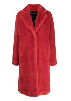 Philipp Plein graffiti-print faux-fur coat - Red