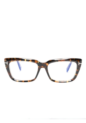 TOM FORD Eyewear tortoiseshell rectangle-frame glasses - Brown