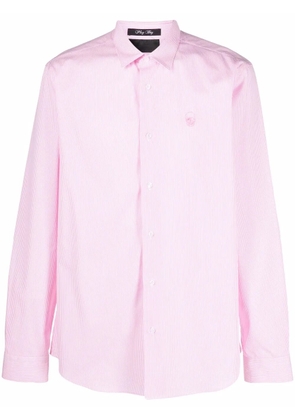 Philipp Plein skull-embroidered striped shirt - Pink