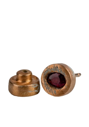 Parts of Four 18K rose gold-plated sterling silver small stud ruby earring - Pink