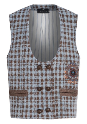 ETRO houndstooth embroidered gilet - Blue