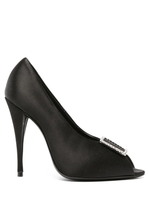 Saint Laurent 115mm crystal-embellished satin pumps - Black