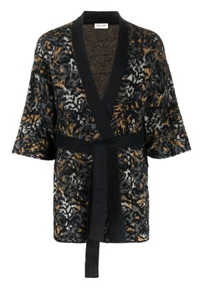 Saint Laurent leopard-knit cardigan - Black