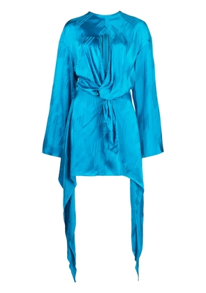 The Attico logo-print long-sleeve minidress - Blue