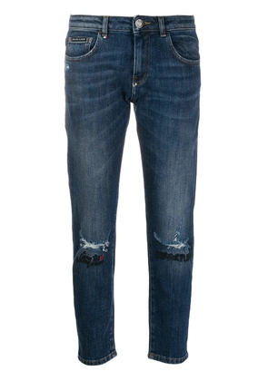 Philipp Plein embroidered straight-leg jeans - Blue