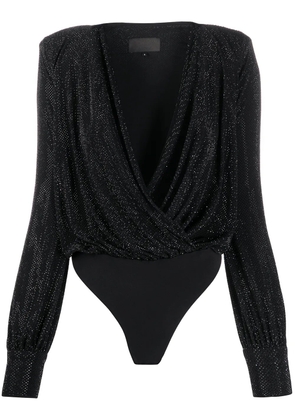 Philipp Plein crystal-embellished wrap bodysuit - Black