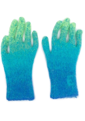 ERL logo-intarsia gradient knitted gloves - Blue