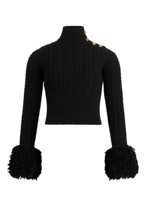 Patou cable-knit button-embellished sweater - Black