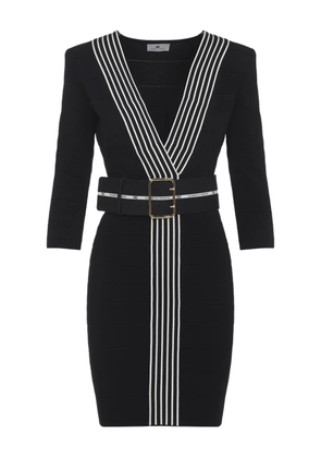 Elisabetta Franchi striped belted mini dress - Black