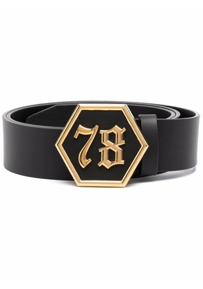 Philipp Plein gothic logo-buckle belt - Black