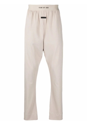 Fear Of God logo-waist cotton straight-leg trousers - Neutrals