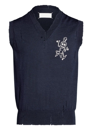 Maison Margiela intarsia-knit wool vest - Blue
