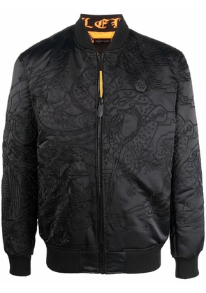 Philipp Plein tattoo-motif embroidered bomber jacket - Black