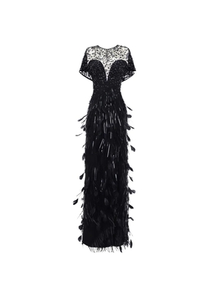 Gemy Maalouf beaded feather corset dress - Black