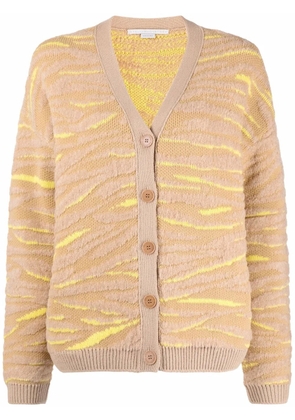 Stella McCartney tiger-pattern knitted cardigan - Neutrals