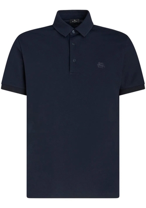ETRO Pegaso-embroidered cotton polo shirt - Blue