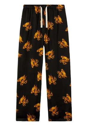 Palm Angels Burning monogram-embroidered track pants - Black