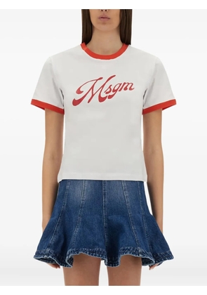 MSGM contrast-trim logo-print T-shirt - White