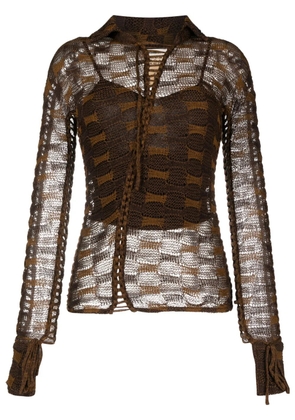 Isa Boulder tie-fastening knitted shirt - Brown