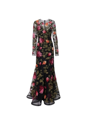 Carolina Herrera floral-embroidered maxi dress - Black