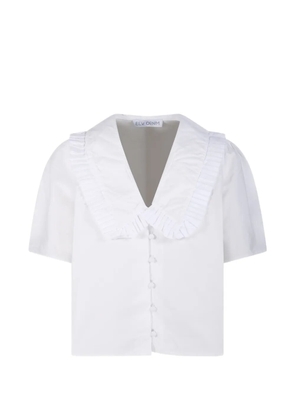 E.L.V DENIM Lola ruffled V-neck shirt - White