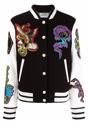 Philipp Plein embroidered-patches colour-block varsity jacket - Black