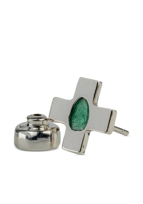 Parts of Four sterling silver Plus emerald earring
