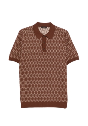 Zanone diamond pattern polo shirt - Brown
