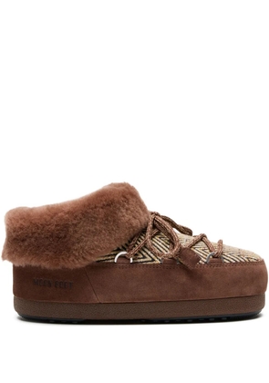 Moon Boot Chalet fur-lined herringbone mules - Brown