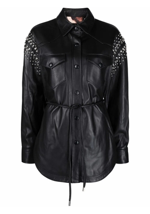 Philipp Plein crystal-studded leather shirt - Black