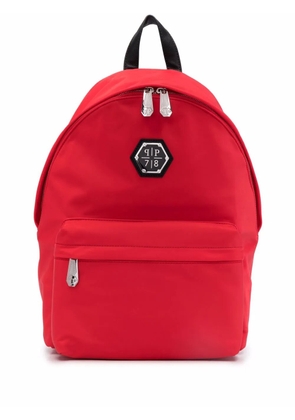 Philipp Plein logo plaque backpack - Red