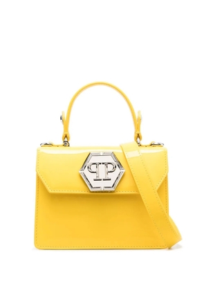 Philipp Plein logo-plaque patent-leather handbag - Yellow