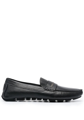 Philipp Plein logo lettering leather loafers - Black