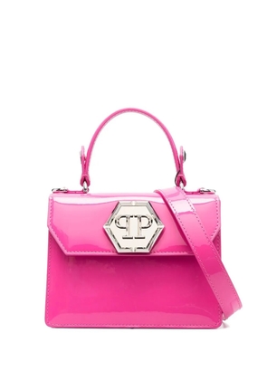Philipp Plein logo-plaque patent-leather handbag - Pink