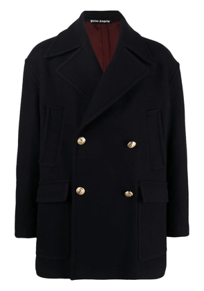 Palm Angels palm tree-embroidered coat - Blue