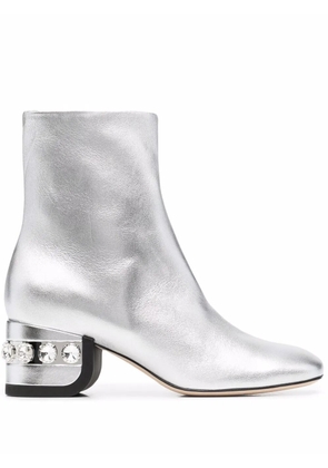Nicholas Kirkwood JJ crystal-embellished 55mm ankle boots - Silver