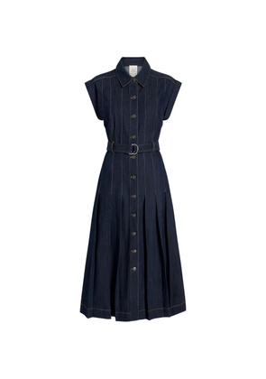 Cinq A Sept Karter pleated belted midi dress - Blue
