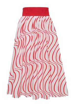 MSGM wave-print pleated skirt - Red