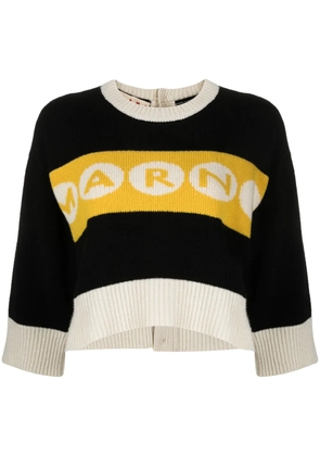 Marni logo-intarsia cropped jumper - Black