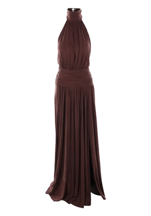 Elisabetta Franchi jewelled bow jersey maxi dress - Brown
