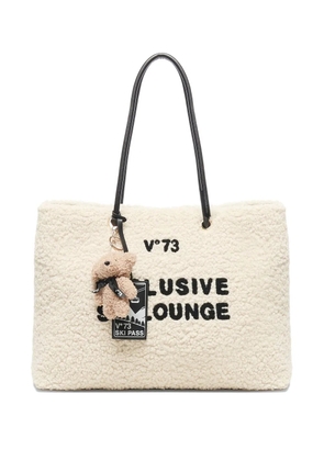 V°73 teddy-embellished shearling tote bag - Neutrals