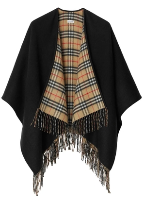 Burberry check wool reversible cape - Black
