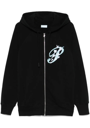3PARADIS embroidered-logo zip-up hoodie - Black