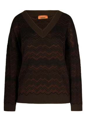 Missoni chevron-pattern v-neck sweater - Brown