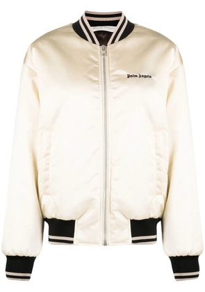 Palm Angels logo-print bomber jacket - Neutrals