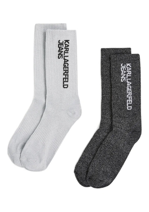 Karl Lagerfeld Jeans logo-knit socks (pack of two) - Grey